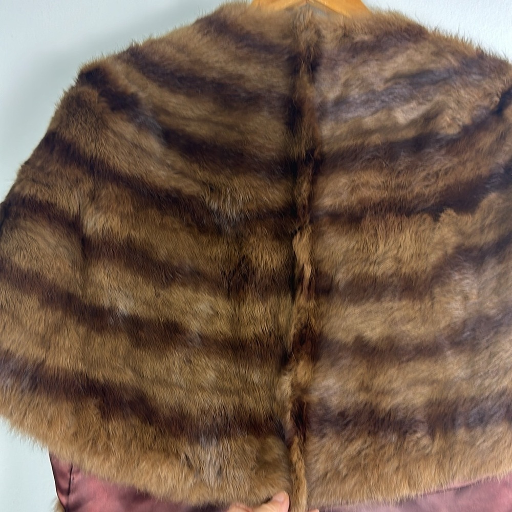Vintage Mink Stole Pockets Brown Original Owner Shawl Luxury Statement Piece - Picture 16 of 16